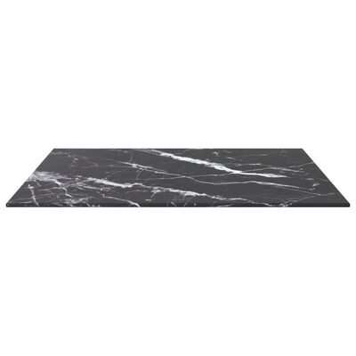 vidaXL Table Top Black 60x60 cm 6 mm Tempered Glass with Marble Design