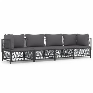 vidaXL 4 Piece Garden Lounge Set with Cushions Anthracite Steel