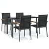 vidaXL 5 Piece Garden Dining Set Black Textilene and Steel
