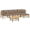 vidaXL 6 Piece Garden Lounge Set with Taupe Cushions Bamboo
