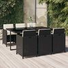 vidaXL 7 Piece Garden Dining Set with Cushions Poly Rattan Black