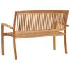 vidaXL Stacking Garden Bench with Cushion 128.5 cm Solid Teak Wood