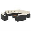 vidaXL 14 Piece Garden Sofa Set with Cushions Black Poly Rattan