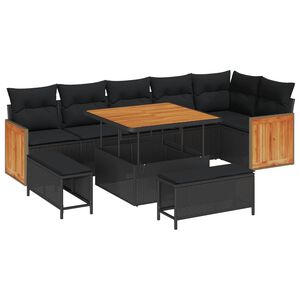 vidaXL Garden Sofa Set 9 pcs 9-Seater Black