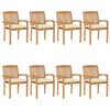 vidaXL Stacking Garden Chairs with Cushions 8 pcs Solid Teak Wood