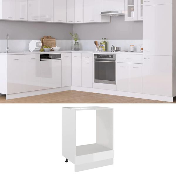 vidaXL Oven Cabinet High Gloss White 60x46x81.5 cm Engineered Wood