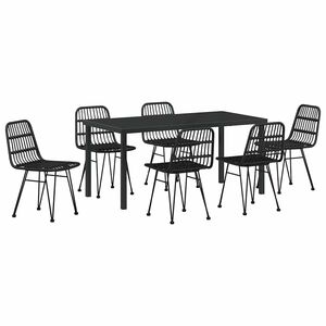 vidaXL Garden Dining Set 7 pcs Black Powder-Coated Steel