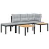 vidaXL Garden Bench Set with Cushions 4 pcs Black Powder-coated Steel