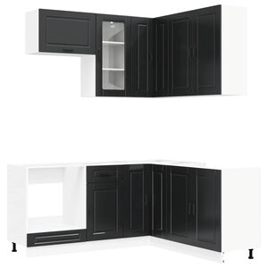 vidaXL Kitchen Unit PORTO 8 pcs Black Engineered Wood