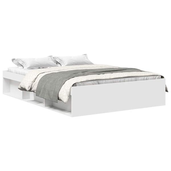 vidaXL Bed Frame without Mattress White 150x200 cm King Size King Size