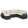 vidaXL 7 Piece Garden Sofa Set with Cushions Black Poly Rattan