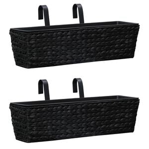 vidaXL Planter | Set of 2 | Black | Water hyacinth and steel frame