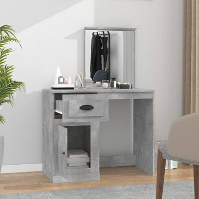 vidaXL Dressing Table with Mirror Concrete Grey 90x50x132.5 cm Engineered Wood