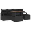 vidaXL Garden Sofa Set with Storage 6 pcs Black Poly rattan