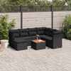 vidaXL 8 Piece Garden Sofa Set with Cushions Black Poly Rattan