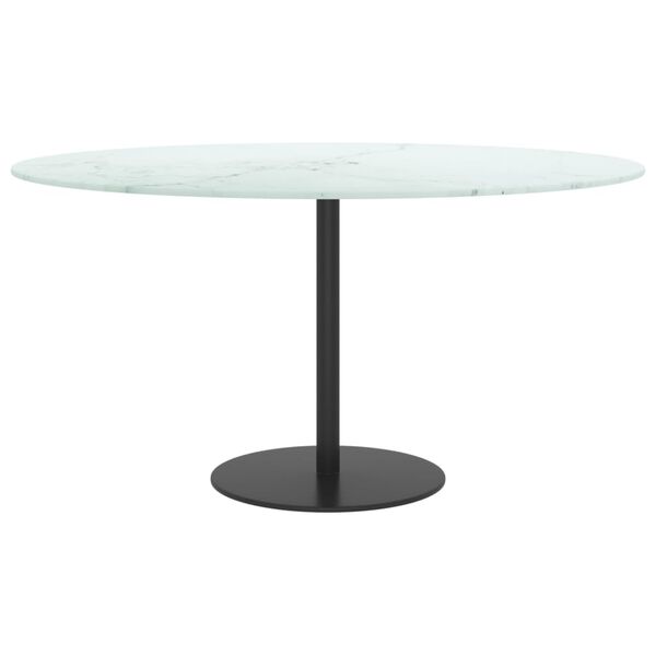 vidaXL Table Top White Ø80x1 cm Tempered Glass with Marble Design