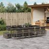 vidaXL 15 Piece Garden Dining Set with Cushions Grey Poly Rattan