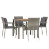 vidaXL 5 Piece Garden Dining Set with Cushions Grey Poly Rattan