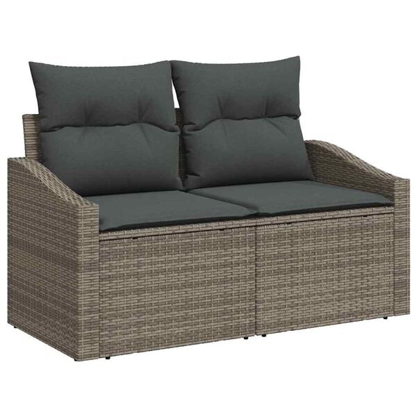 vidaXL Sofa Set with Cushion 8 pcs Grey Poly Rattan