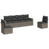 vidaXL 6 Piece Garden Sofa Set with Cushions Grey Poly Rattan