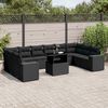 vidaXL 11 Piece Garden Sofa Set with Cushions Black Poly Rattan