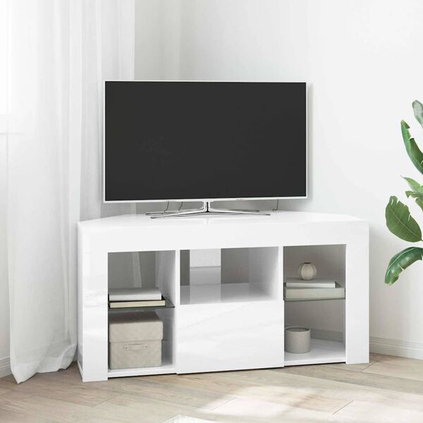 vidaXL Corner LED TV Cabinet High gloss White 104 x 40 x 50 cm