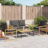 vidaXL 4 Piece Garden Lounge Set with Cushions Black Poly Rattan