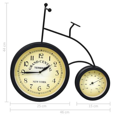 vidaXL Garden Wall Clock with Thermometer Bicycle Vintage
