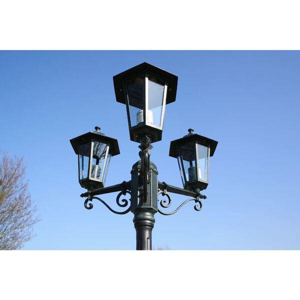 vidaXL Garden Light Post 3-arms 215 cm Dark Green/Black Aluminium