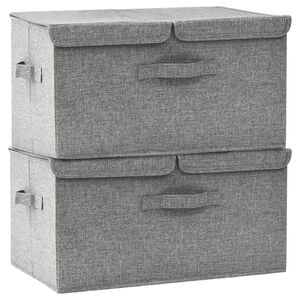 vidaXL Storage boxes Non-woven fabric 2 compartments Grey