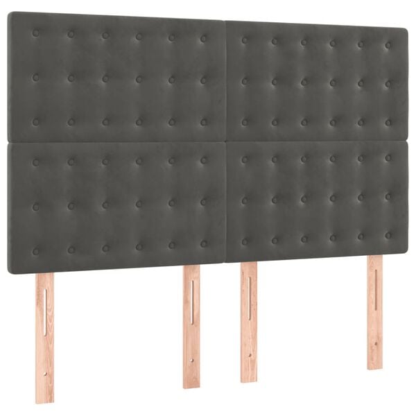 vidaXL Headboard Dark Grey 144x5x118/128 cm Velvet