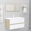 vidaXL Bathroom Furniture Set White and Sonoma Oak Engineered Wood