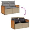 vidaXL Garden Sofa with Cushions 2-Seater Beige Poly Rattan