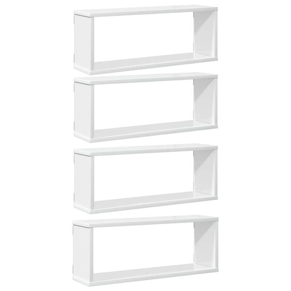 vidaXL Wall Cube Shelf 4 pcs High Gloss White 60x15x23 cm Engineered Wood