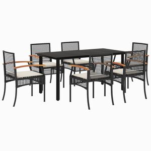vidaXL Garden Dining Set | Black | PE Rattan | Medium | UV-resistant materials