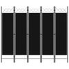 vidaXL 5-Panel Room Divider Black 200x180 cm