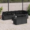 vidaXL Garden Sofa Set with Storage 9 pcs Black Poly Rattan