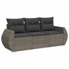 vidaXL 3 Piece Garden Sofa Set with Cushions Grey Poly Rattan