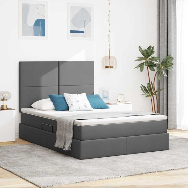 vidaXL Storage Bed with Mattress Dark Grey 137 x 190 cm Faux Leather