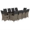 vidaXL 11 Piece Garden Bistro Set with Cushions Grey Poly Rattan