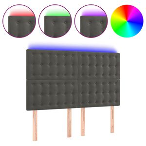 vidaXL LED Headboard Dark Grey 144 cm Velvet