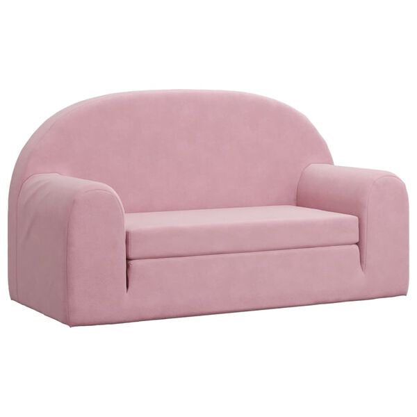 vidaXL Kids' Sofa Bed 2-Seater Pink Soft Plush