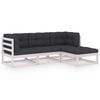 vidaXL Garden Lounge Set | White | Solid Pinewood, Fabric (100% Polyester)