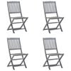 vidaXL Folding Outdoor Chairs 4 pcs with Cushions Solid Acacia Wood