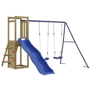 vidaXL Outdoor Playset | Brown | Solid pine wood, Polypropylene | Large