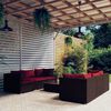 vidaXL 7 Piece Garden Lounge Set with Cushions Poly Rattan Brown