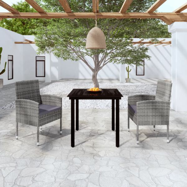 vidaXL 3 Piece Garden Dining Set Anthracite