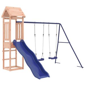 vidaXL Outdoor Playset | Natural wood, Blue | Solid Douglas Fir wood | Large