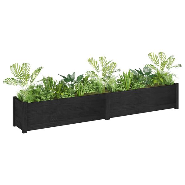 vidaXL Garden Planters 2 pcs Black 200x31x31 cm Solid Pinewood