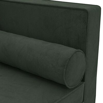 vidaXL Chaise Lounge with Cushions and Bolster Dark Green Velvet